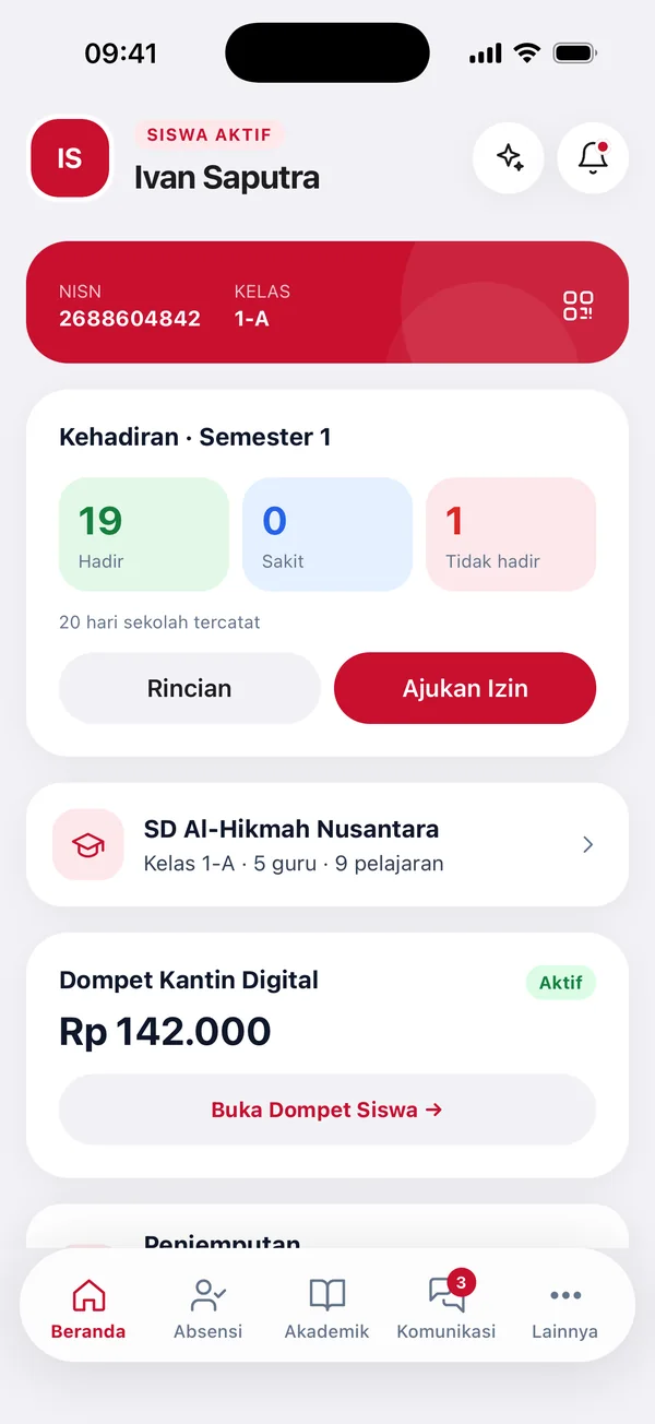 Beranda aplikasi orang tua