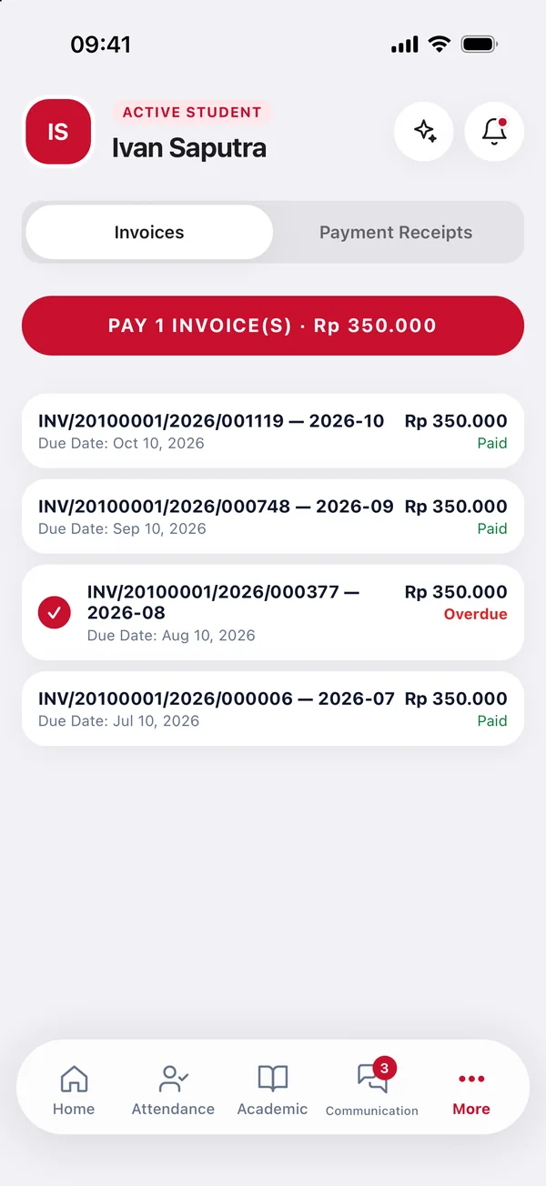 Invoices in the parent app
